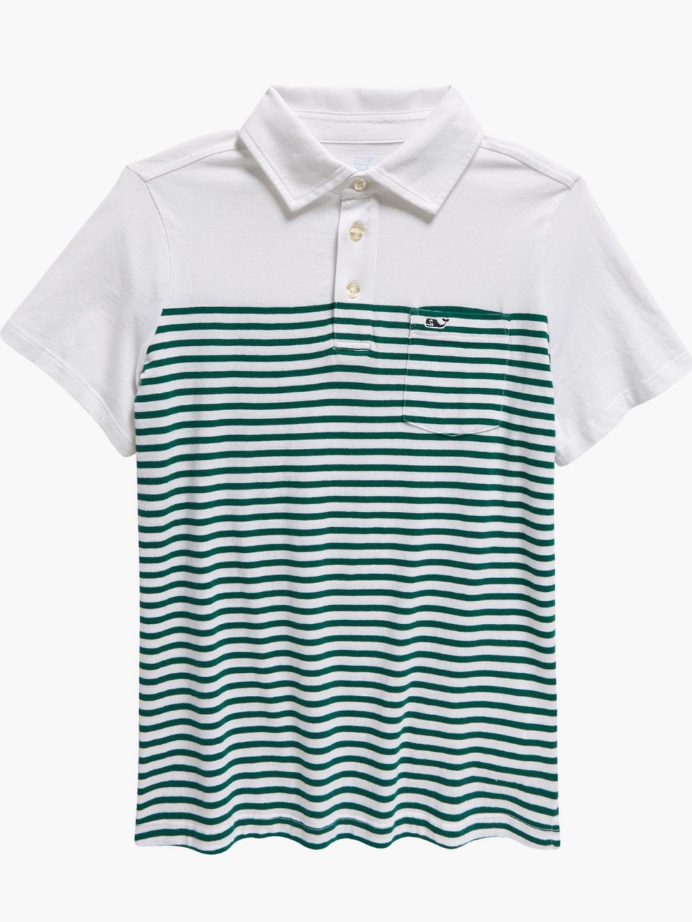 Vineyard Vines boys Striped Green & White Polo Shirt